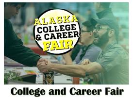  A student is shaking the hand of an employer at a college fair.